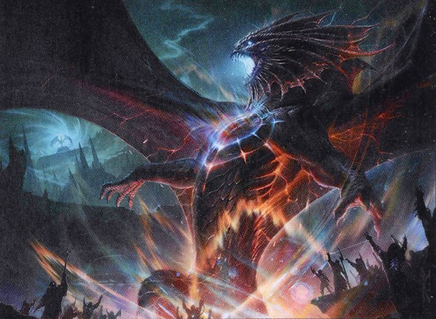 The dragon known as Niv-Mizzet emerges from the ground reborn.